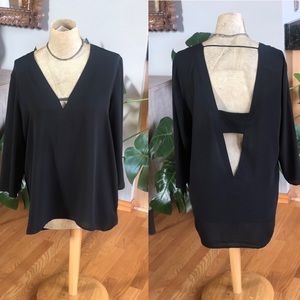 Express Double V Open Back Sexy Blouse
